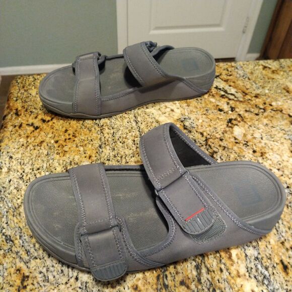 FitFlop Gogh Moc Water-Resistant Outdoor Adjustable Sandals Men's Sz 9 Gray - Picture 3 of 10